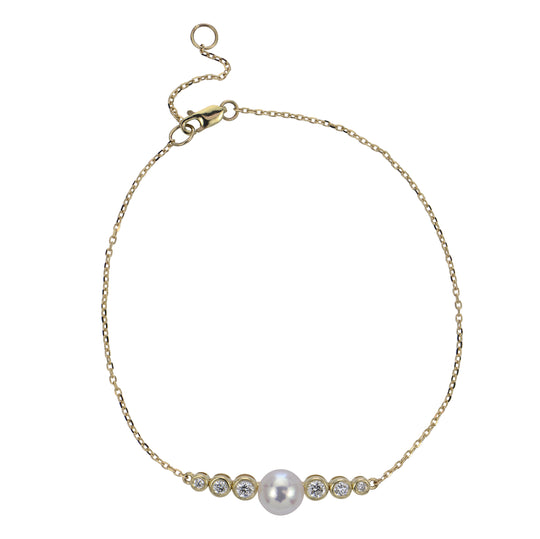 14KT Yellow Gold Akoya Pearl & LGD & LGD Bracelet