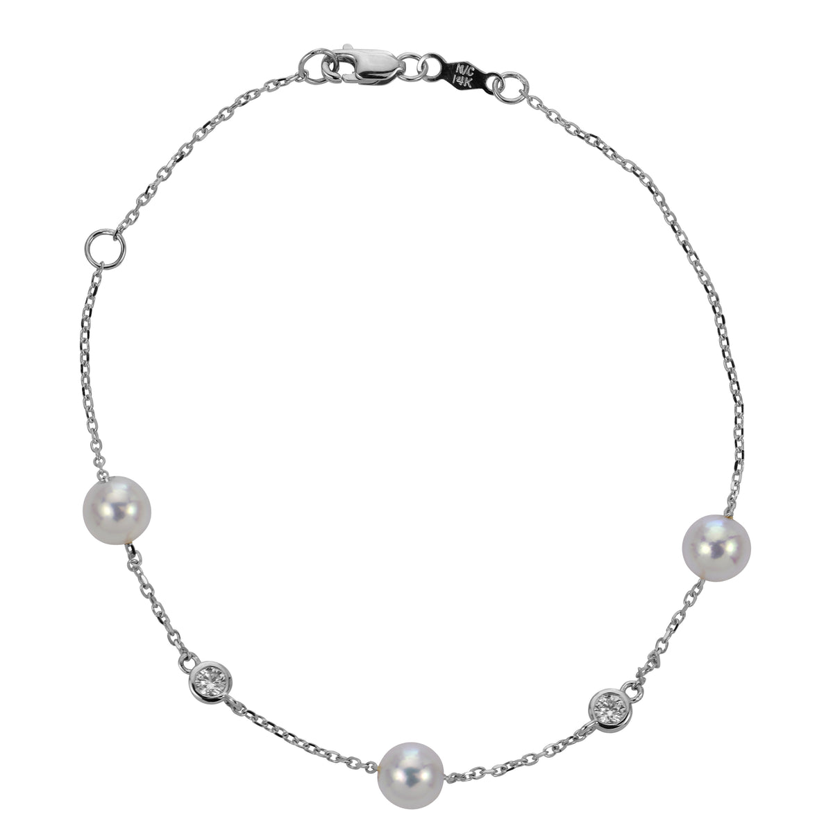 14KT White Gold Akoya Pearl & LGD Bracelet
