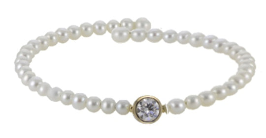 14KT Yellow Gold Akoya Pearl & LGD Bracelet