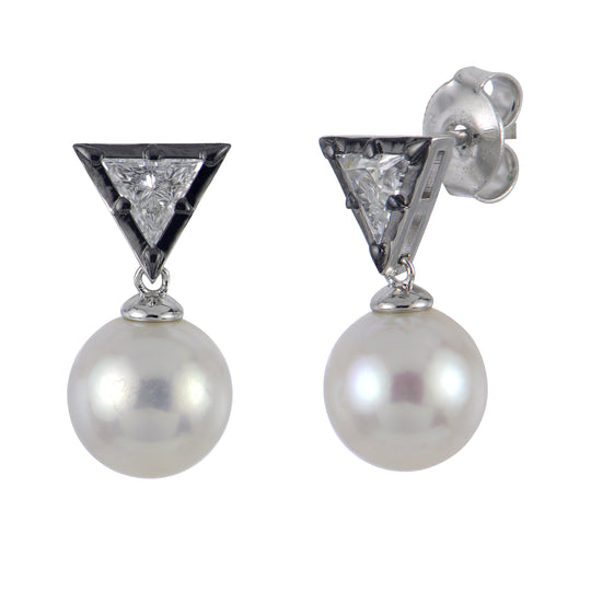 Sterling Silver Freshwater Pearl & LGD Earring