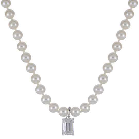 14KT White Gold Freshwater Pearl & LGD Necklace