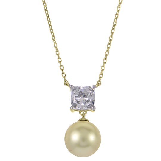 14KT Yellow Gold Golden South Sea Pearl & LGD Necklace