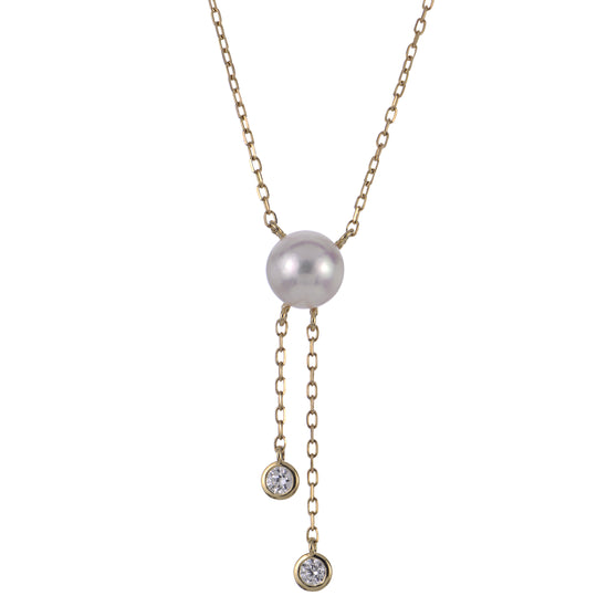 14KT Yellow Gold Akoya Pearl & LGD Necklace