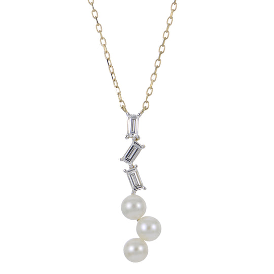 14KT Yellow Gold Freshwater Pearl & LGD Necklace