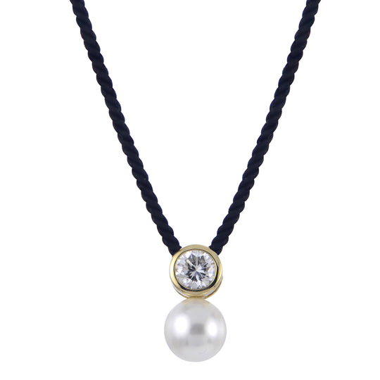 14KT Yellow Gold Freshwater Pearl & LGD Necklace