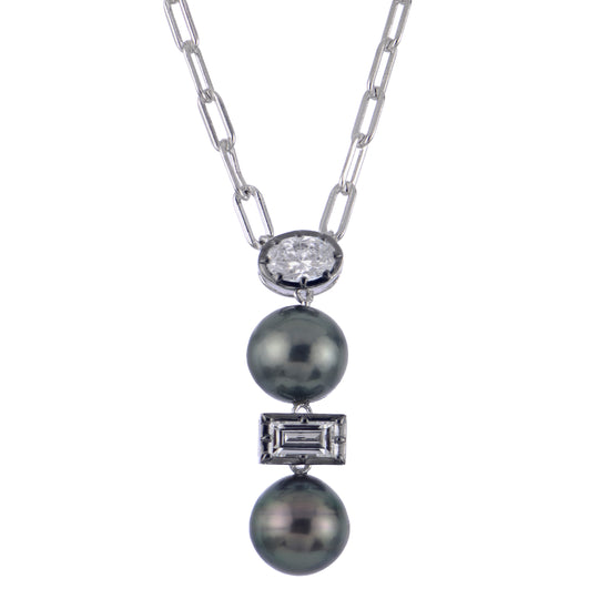 Sterling Silver Tahitian Pearl & LGD Necklace