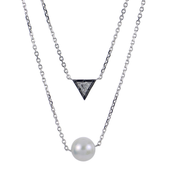 Sterling Silver Freshwater Pearl & LGD Necklace