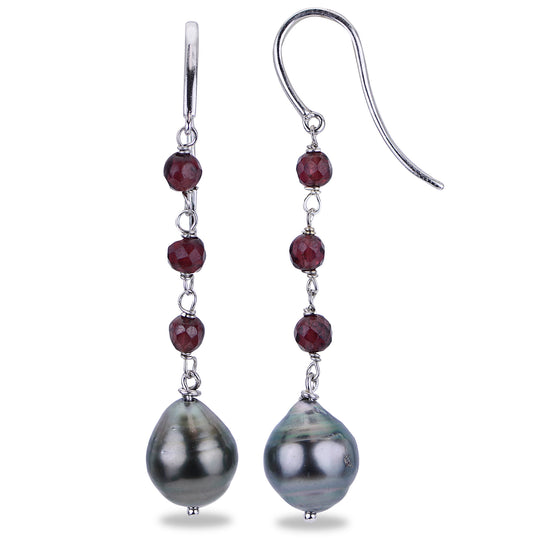 Sterling Silver Tahitian Pearl Earring