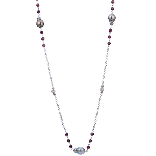 Sterling Silver Tahitian Pearl Necklace