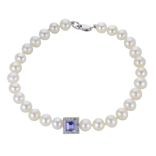 14KT White Gold Freshwater Pearl Bracelet