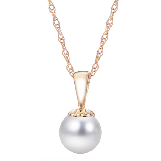 14 KT Freshwater Pearl Pendant (Select Quality, Size, & Gold Color)