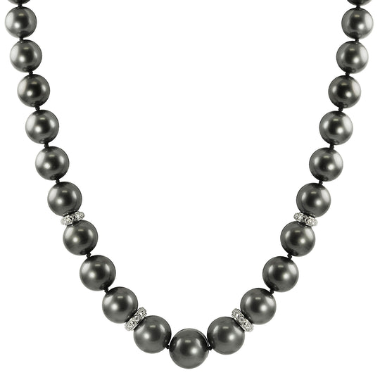 14KT White Gold Tahitian Pearl & Diamond Necklace