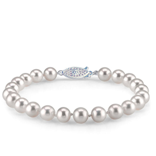 14KT "Crown" Quality Freshwater Pearl Bracelet (Select Size, Length, & Gold Color)