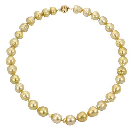 14KT Yellow Gold Golden South Sea Pearl Necklace